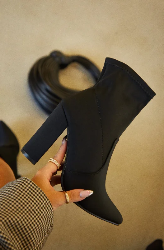 Call Me Yours Block Heel Ankle Boots - Black