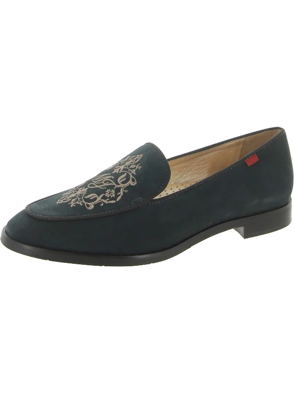 Leonard St. Womens Nubuck Embroidered Loafers