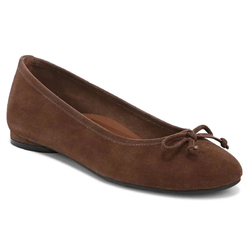 Callisto Flat In Monk's Robe Suede In Brown