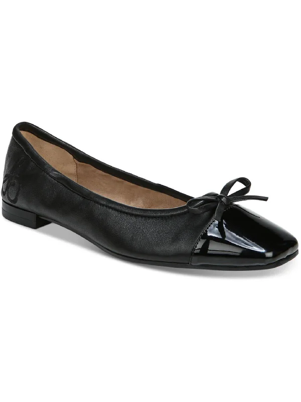 Jaida  Womens Leather Toe Cap Ballet Flats