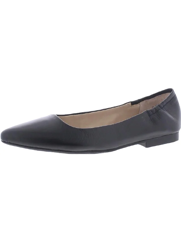 Jilly Womens Leather Slip On Pointy-Toe Flats