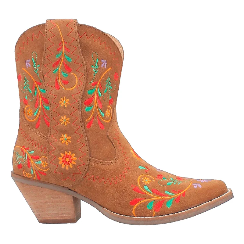 Sugar Bug Floral Embroidery Round Toe Cowboy Booties