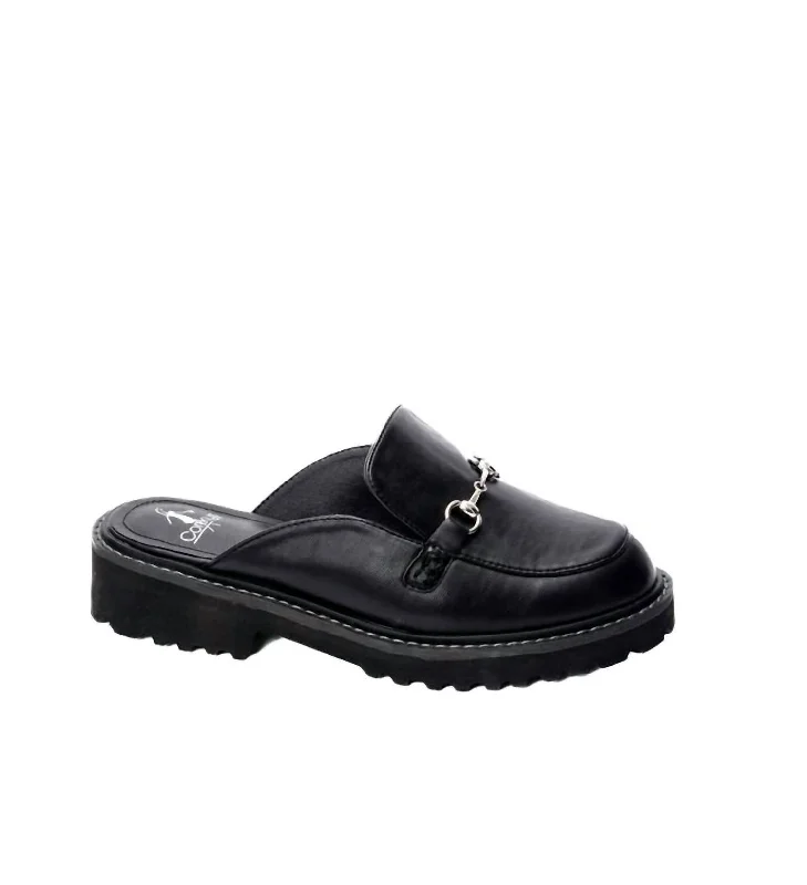 Wingin It Mule Loafer In Black Smooth