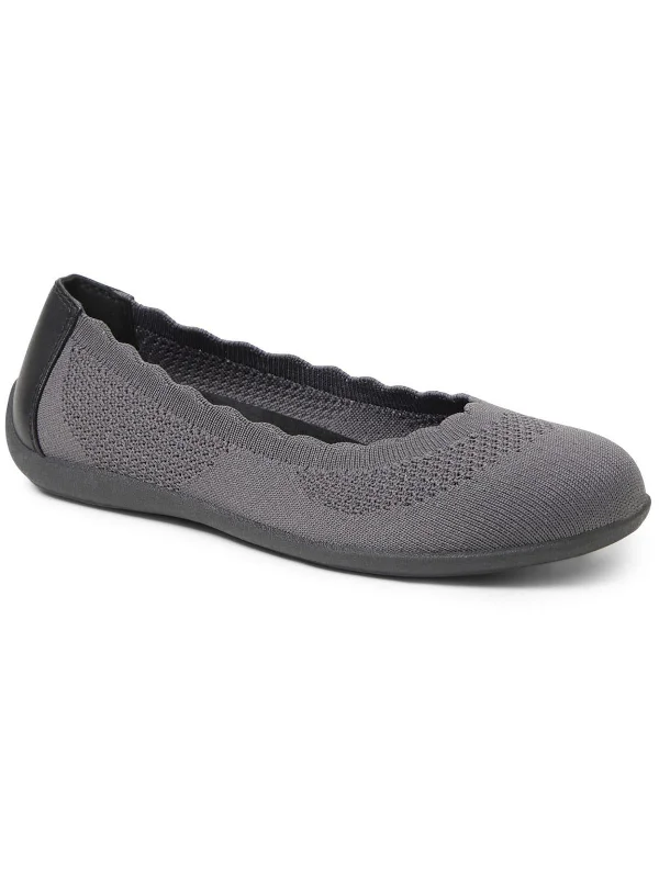 Womens Canvas Scalloped Ballet Flats