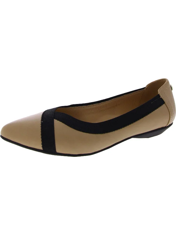 Womens Faux Leather Slip On Ballet Flats