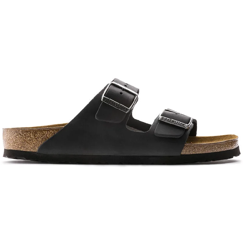 UNISEX BIRKENSTOCK ARIZONA LEATHER SOFT FOOTBED | BLACK