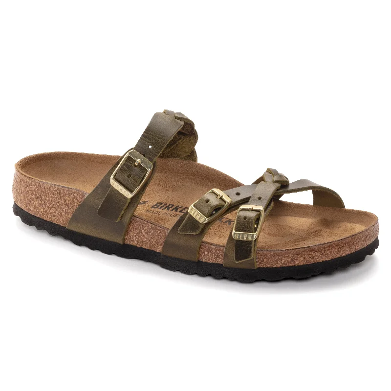 Birkenstock Franca Braid green olive oiled leather