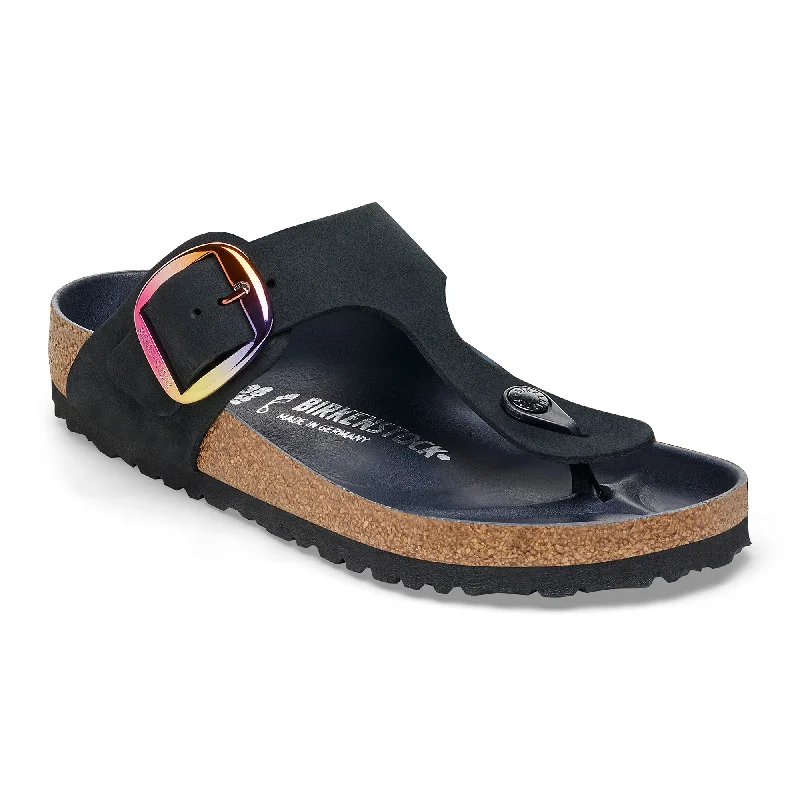 Birkenstock Gizeh Big Buckle iridescent black nubuck