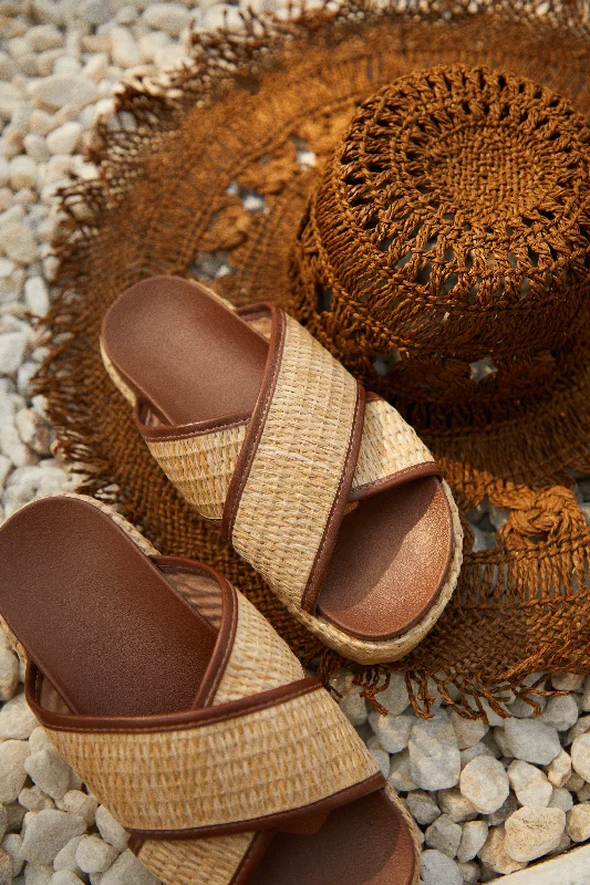 Holiday Sea Cross Front Platform Sandals - Natural