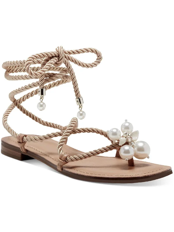 Jerzi Womens Rope Embellished Flat Sandals