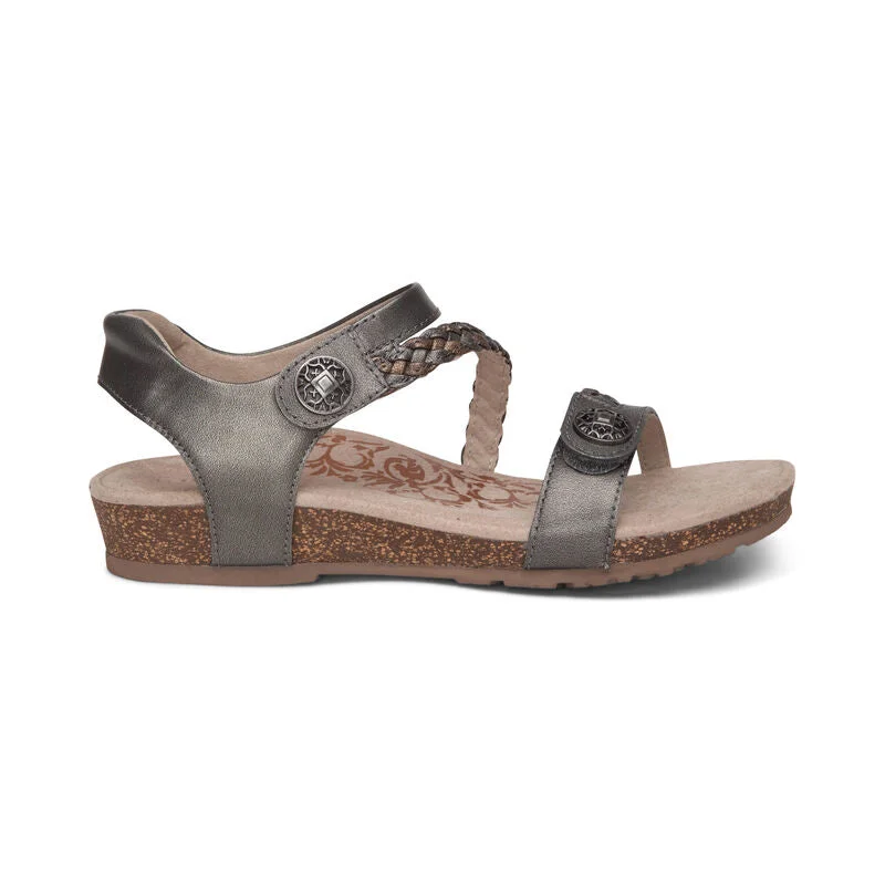 WOMEN'S AETREX JILLIAN BRAIDED QUARTER STRAP SANDAL | GUNMETAL