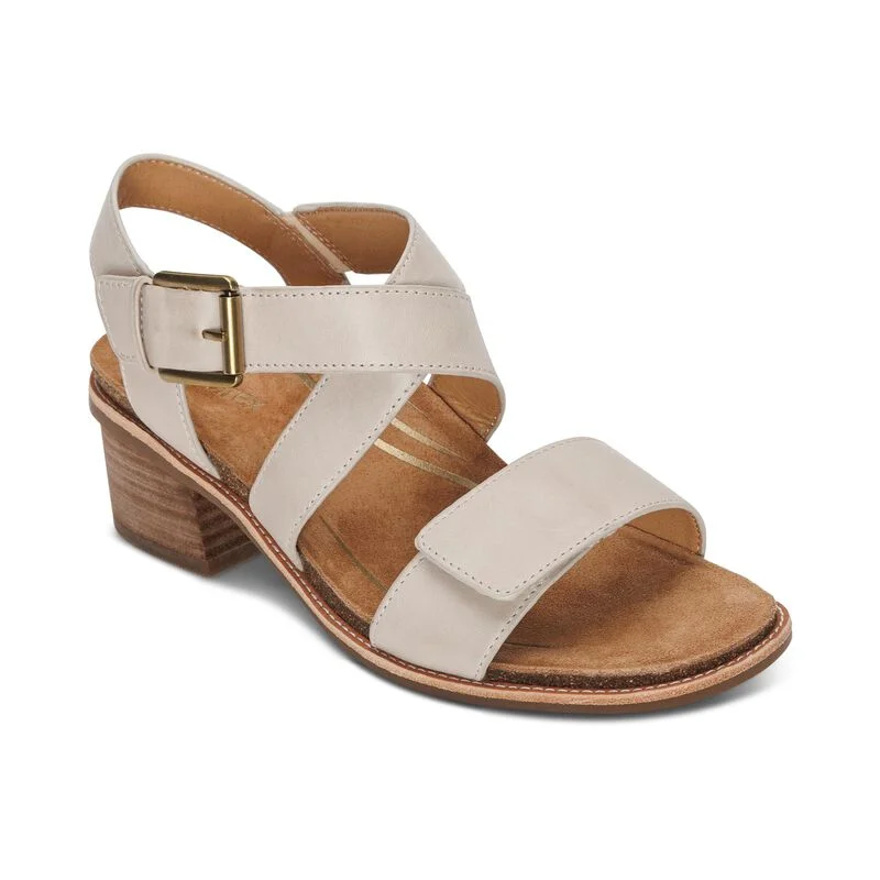 Kristin Adjustable Cross Strap Low Heel Sandal in Ivory