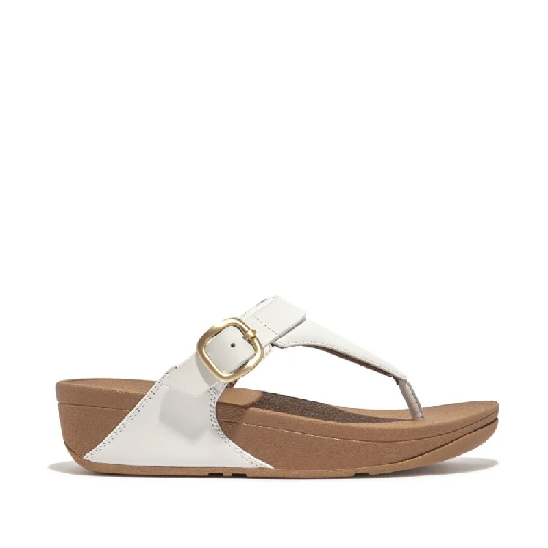 Lulu Toe Post Buckle Sandal in White Leather