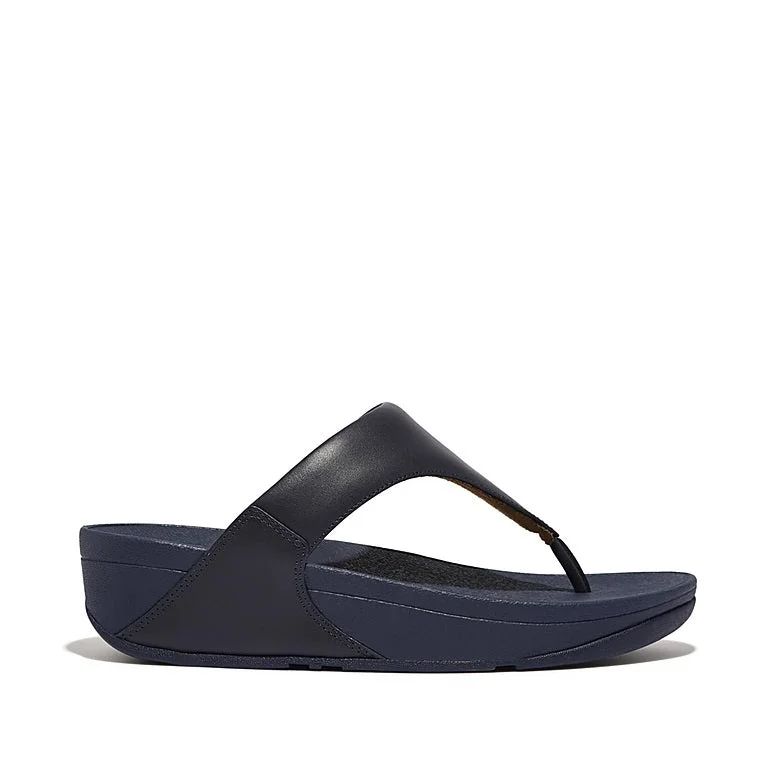 Lulu Toe Post Sandal in Deepest Blue Leather