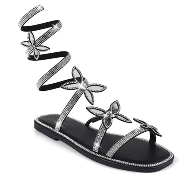 NANCY1 - BLACK BUTTERFLY SANDALS