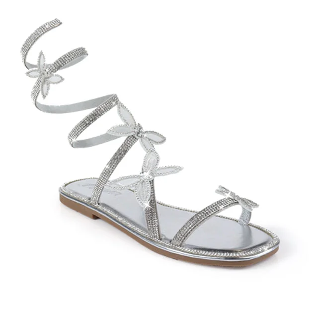 NANCY1 - SILVER BUTTERFLY SANDALS