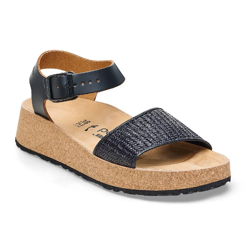 Papillio Glenda black raffia leather/synthetic by Birkenstock