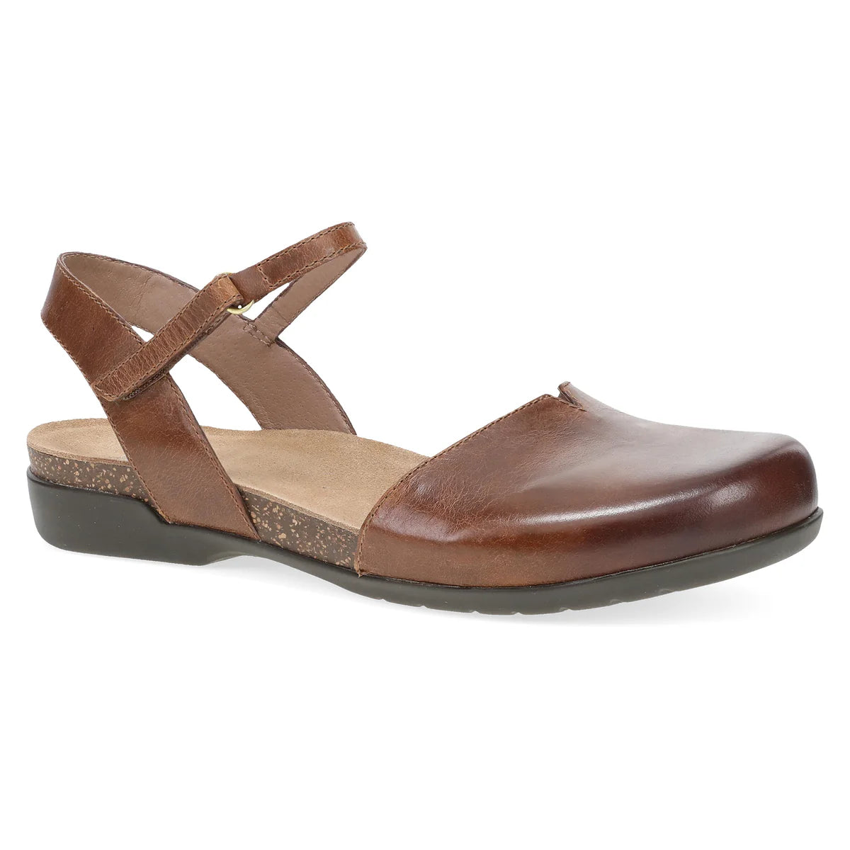 Rowan Closed Toe Sandal in Tan Leather