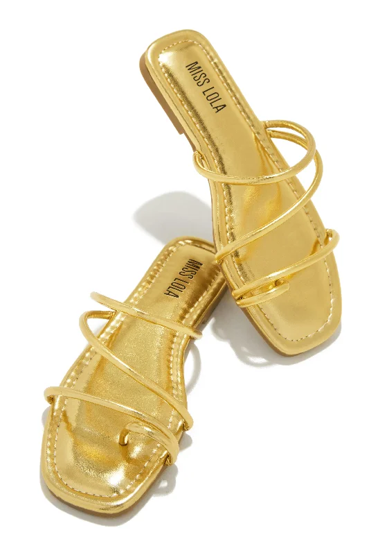 Summer Essentials Slip On Sandals - Gold