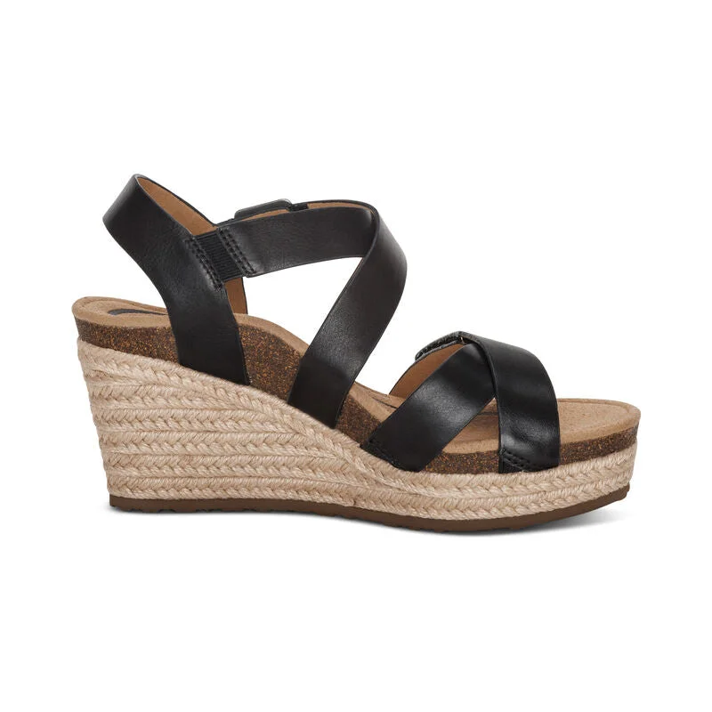 WOMEN'S AETREX ANNA ARCH SUPPORT WEDGE SANDAL | BLACK