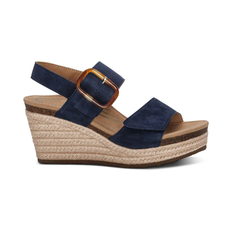 WOMEN'S AETREX ASHLEY ARCH SUPPORT WEDGE SANDAL | NAVY