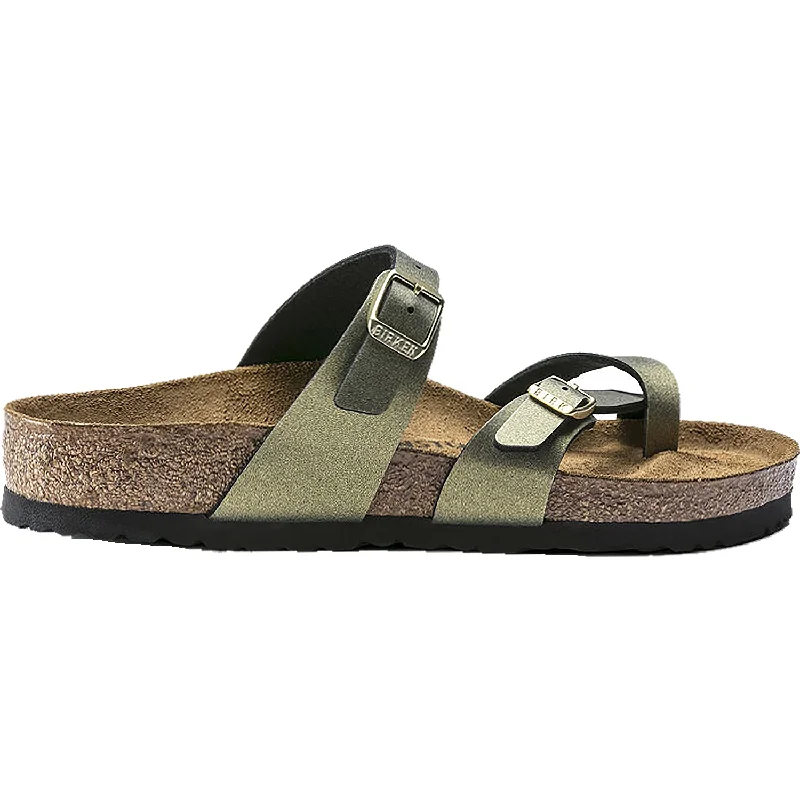 Women's Birkenstock Mayari Icy Metallic Stone Gold Birko-Flor