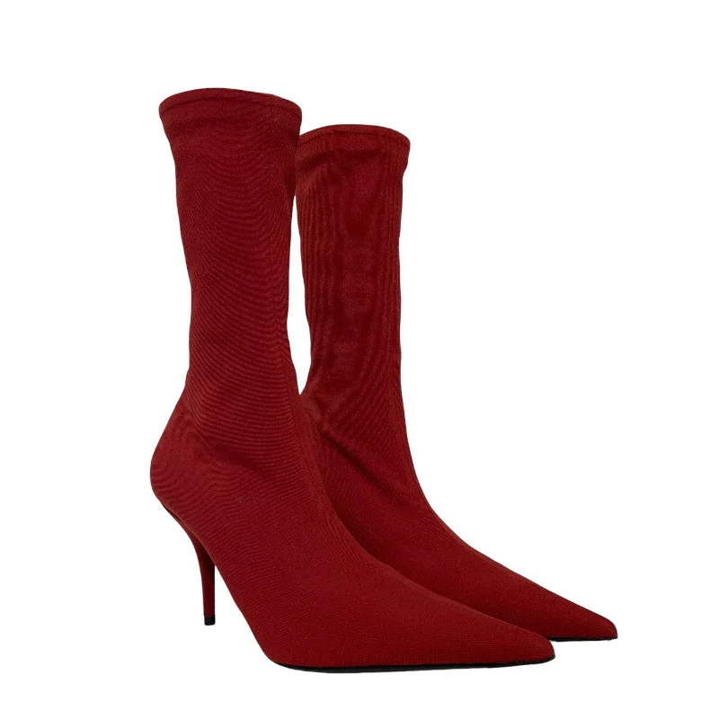 BALENCIAGA/Heels/EU 37.5/Polyester/RED/SOCK HEEL / POINTED TOE