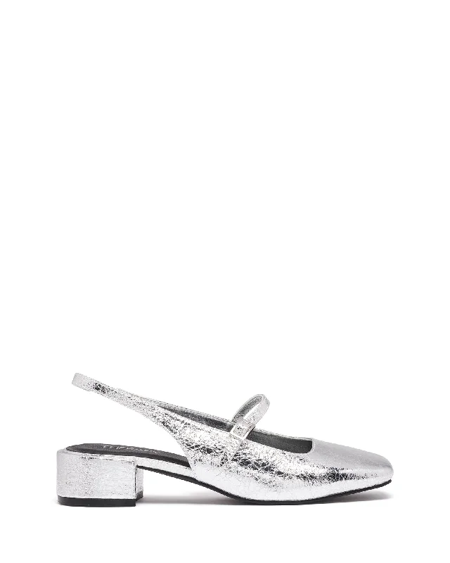 Becker Slingback Heel Silver Cracked Metallic