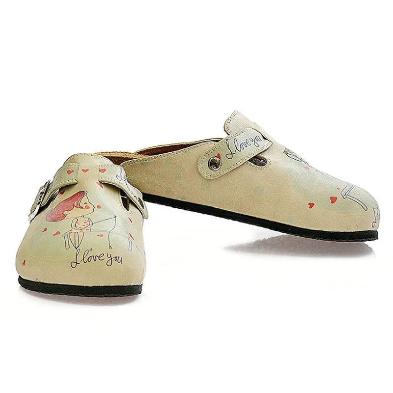 Cream Sketch Love Clogs CAL307