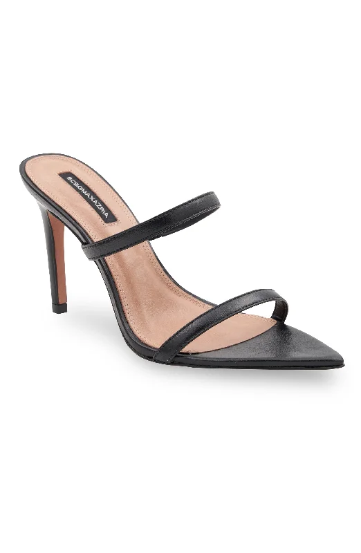 DUPONI BLACK LEATHER SANDAL HEEL