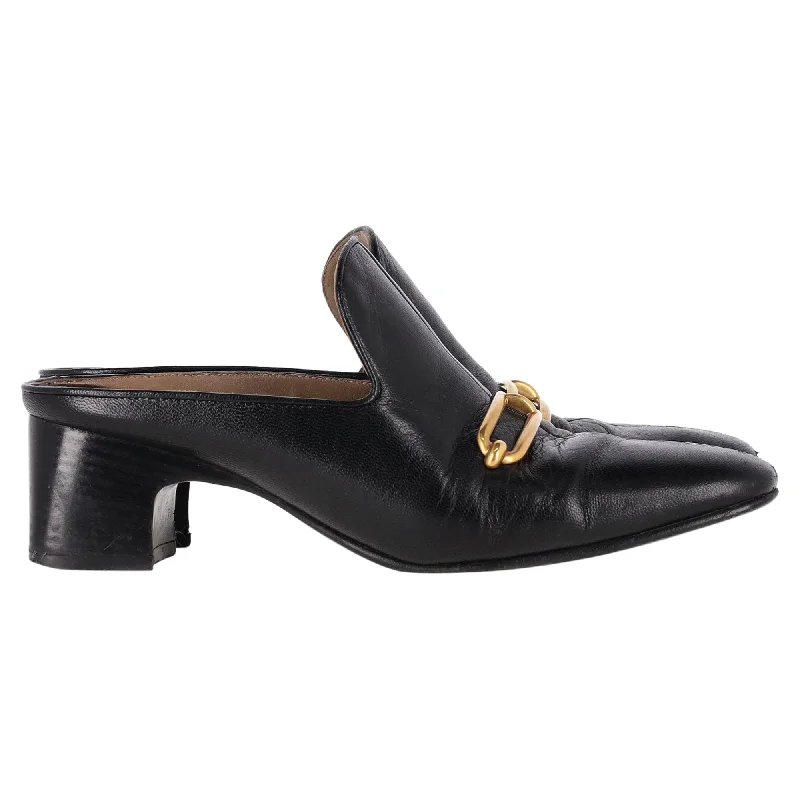 Hermès Diane With Roulis Buckle Mules in Black Goatskin Leather