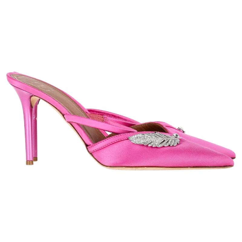 Malone Souliers Fara 85 Mules in Hot Pink Satin