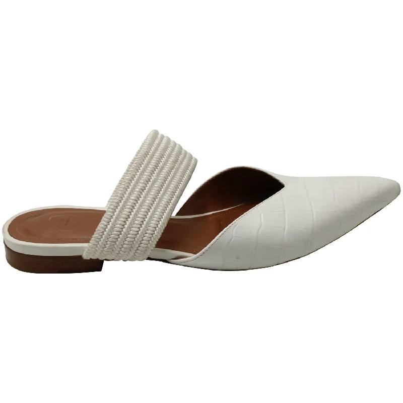 Malone Souliers Maisie Flat Mules in White Leather