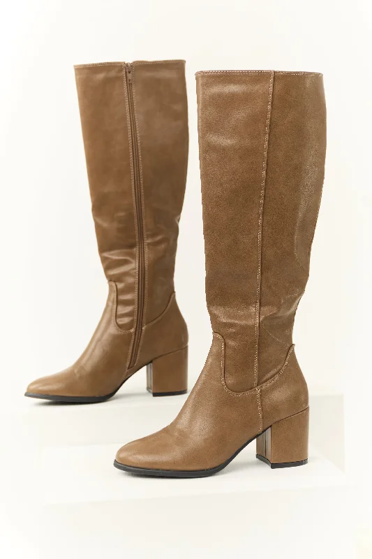 Sepia Tall Knee High Square Heel Boots