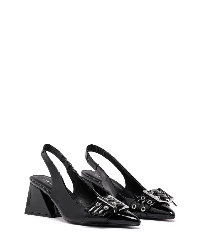 Slay Slingback Pump Black Patent