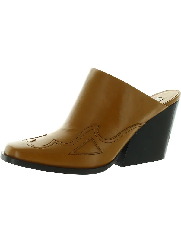 Womens Faux Leather Cowboy Mules