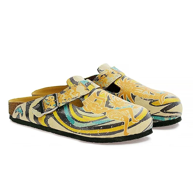 Yellow Tropical Swirl Clogs CAL314